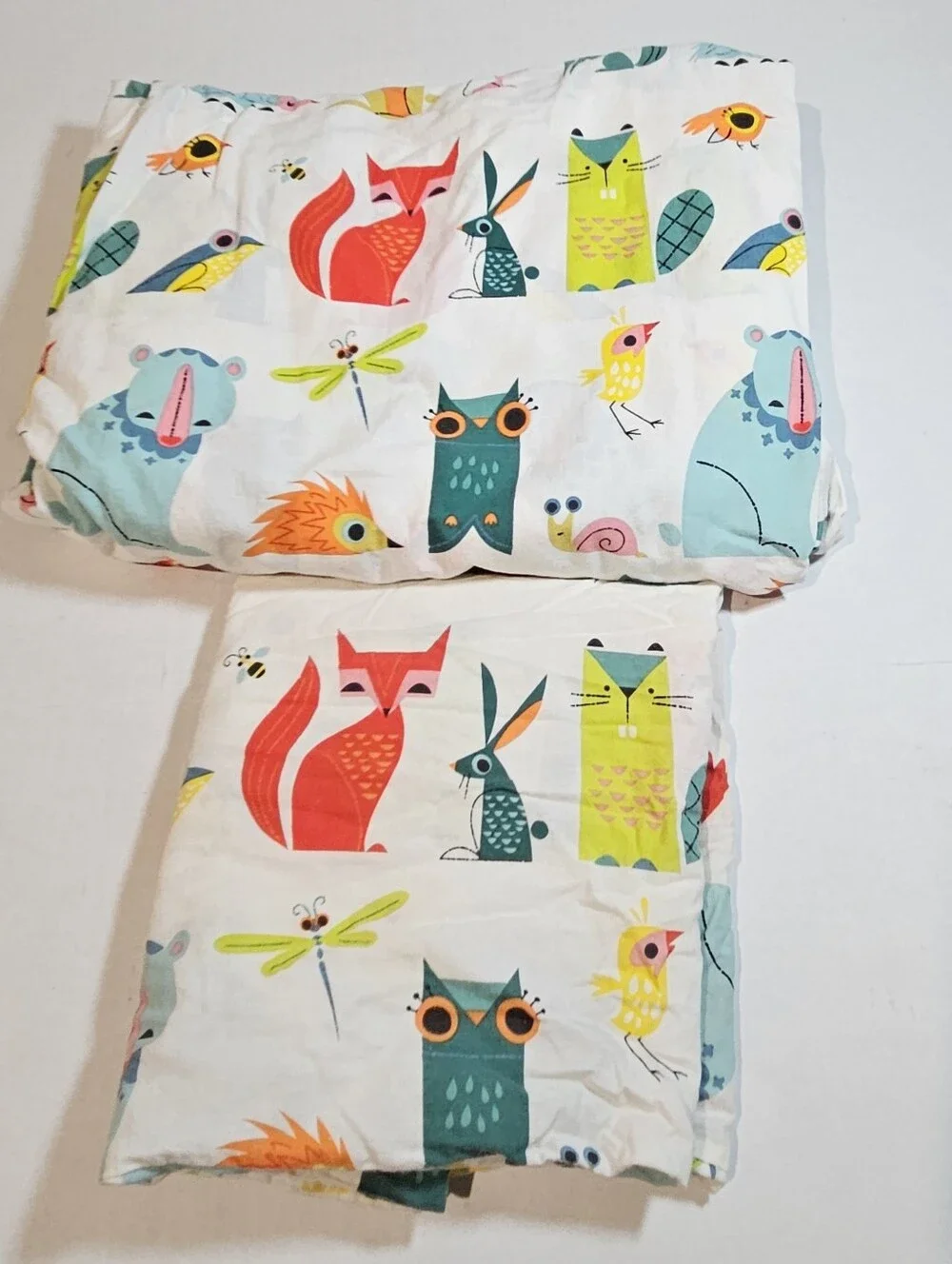 IKEA Lattjo Twin Duvet Quilt Cover 1 Pillowcase Set Snail Owl Bird Fox Rabbit
